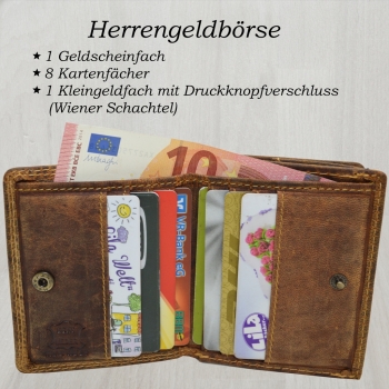flevado Geöltes Leder RFID Schutz Portemonnaie 100% Voll Leder Geldbörse Wiener Schachtel Brieftasche Geldbeutel